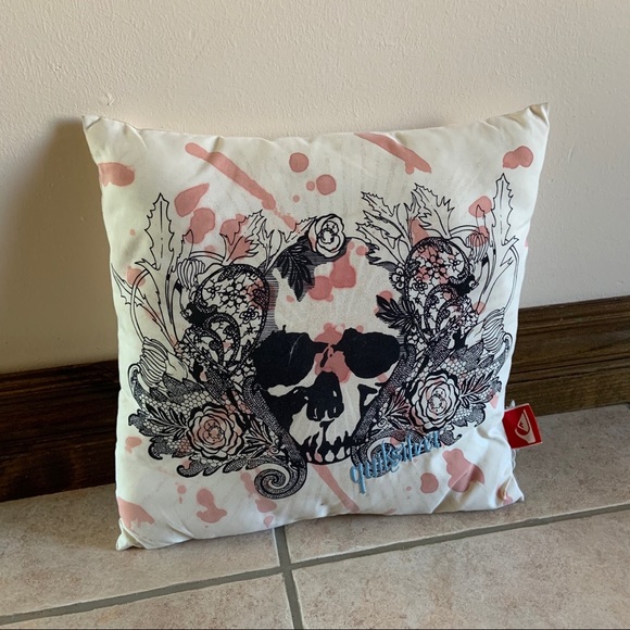 Quicksilver Skull Floral Pillow - Picture 1 of 7